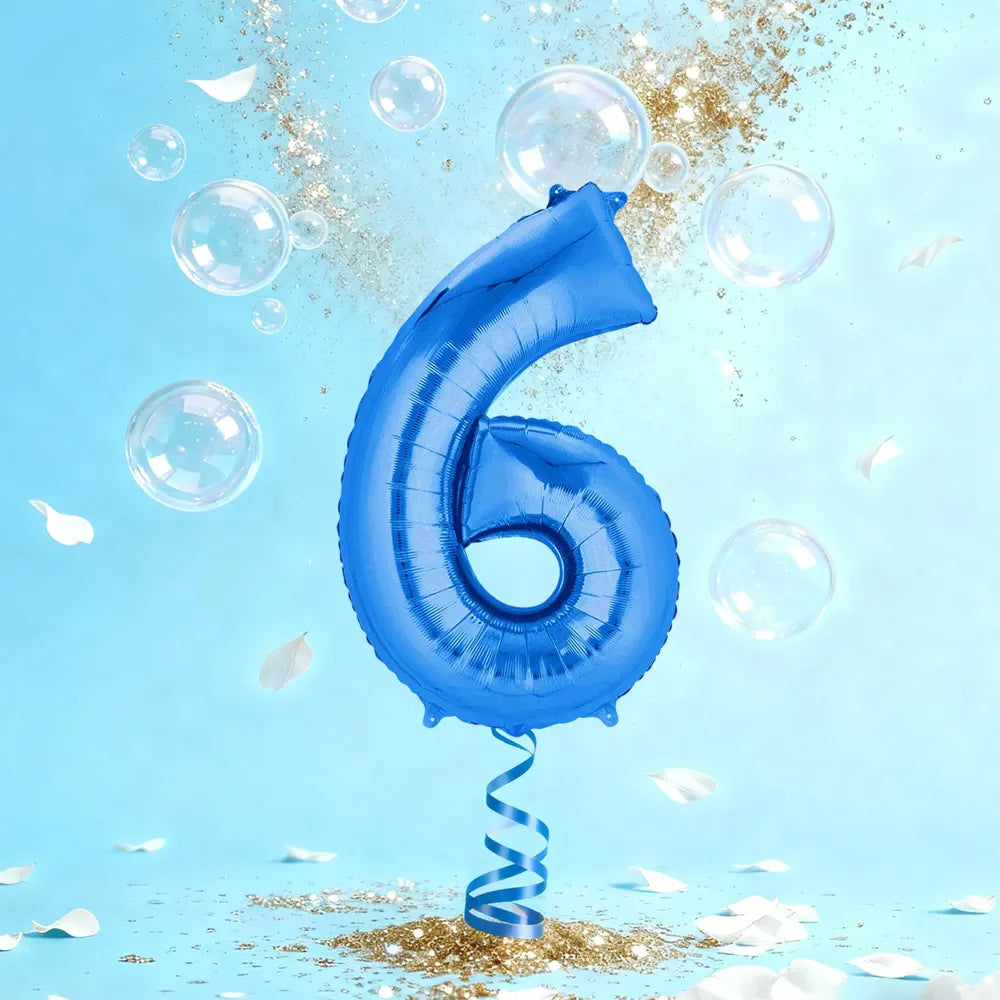 Blue Aluminum Number 6 Balloon – 86cm
