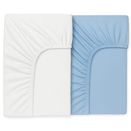 Babymat Pack 2 Draps Housse  120x60 cm - Blanc & Bleu