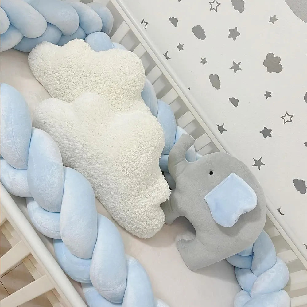 BébéYo Tour de Lit Tressé Velours 3.6m - Bleu ciel