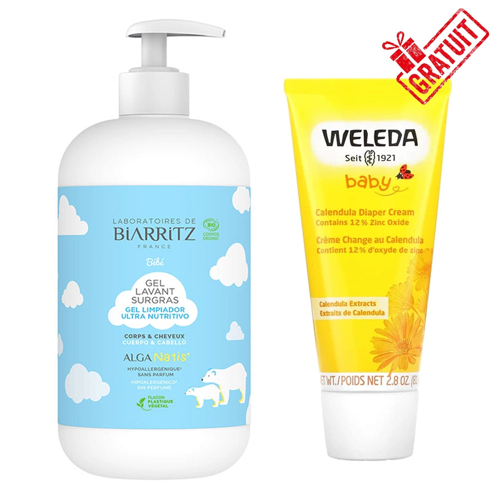 Offre Black November : Gel Lavant Surgras Certifié Bio 500ml Laboratoires de Biarritz = Weleda Crème de Change au Calendula 75ml Gratuit