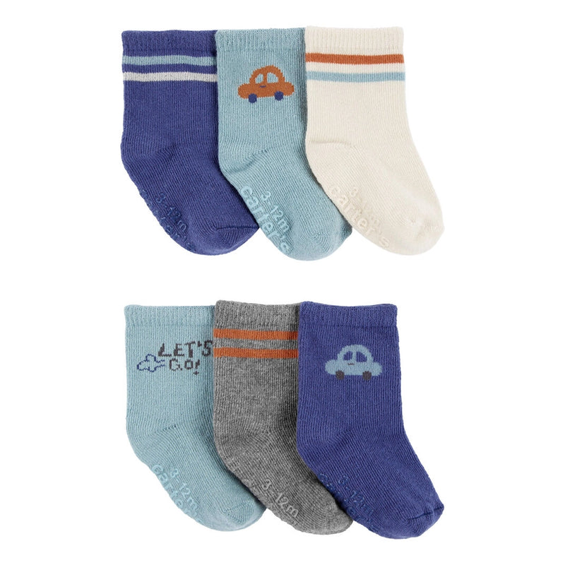 Carter's 6-Pack Booties - Blue & Gray
