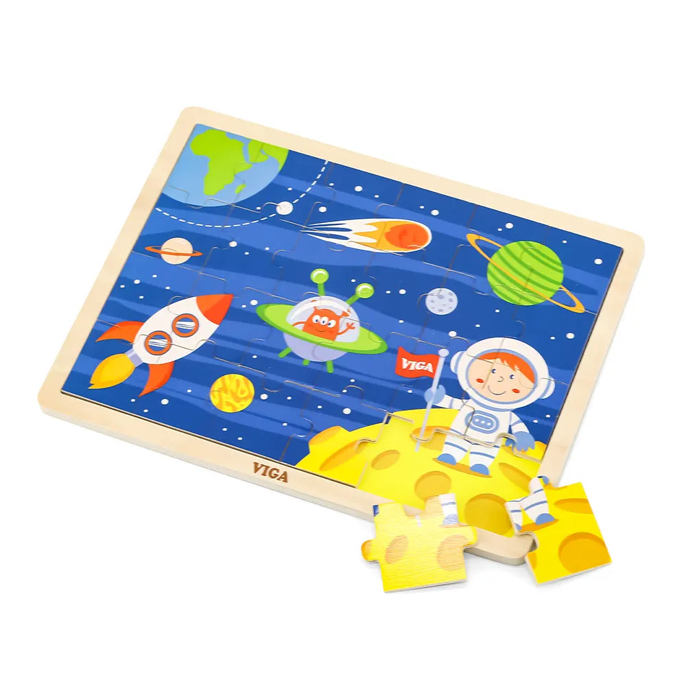 Viga Toys Puzzle 24 Pièces Spatiale en Bois 24M+