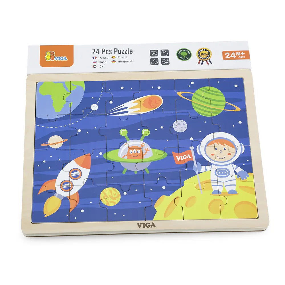 Viga Toys Puzzle 24 Pièces Spatiale en Bois 24M+