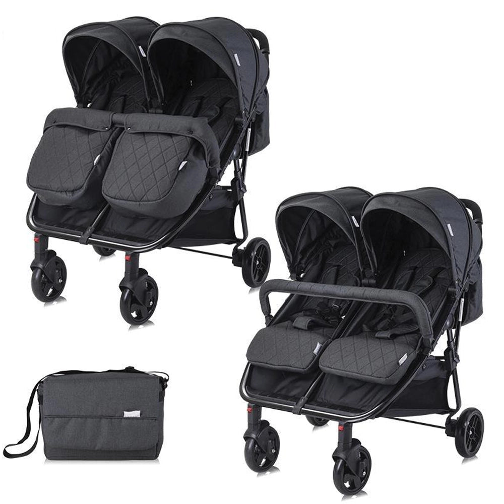 Lorelli Poussette Jumeaux Pliable avec sac Noir Wlidaty Maroc 1er site E Commerce de vetements jouets enfants livres puericulture poussettes listes de naissances cadeaux et cartes cadeaux Soldes de