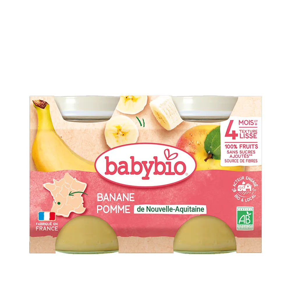 Babybio Petit Pot Banane Pomme de Nouvelle-Aquitaine 2x 130g