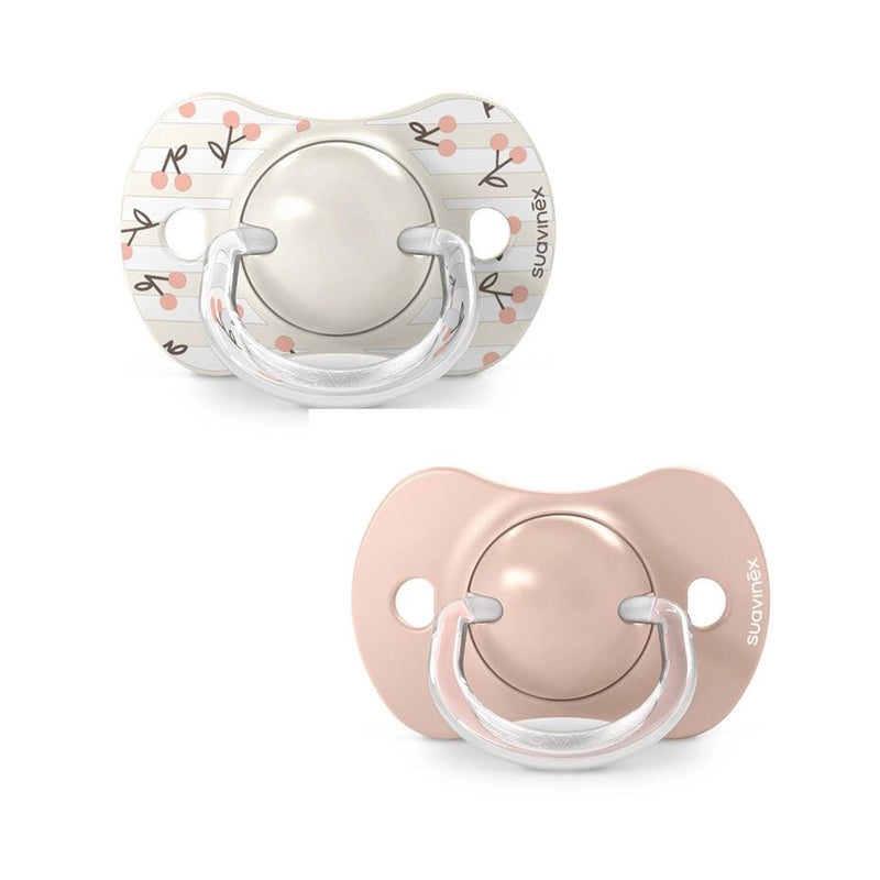 Suavinex Lot de 2 Sucettes Physiologique 0-6M - Beige & Rose