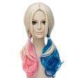 Perruque de Harley Quinn Blonde avec Couettes Rose et Bleue