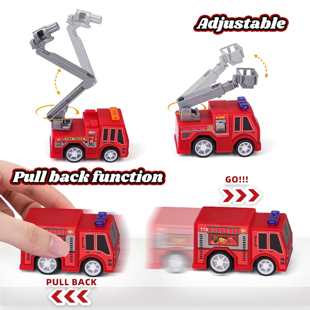 Set of 4 Friction Fire Trucks - 3Y+