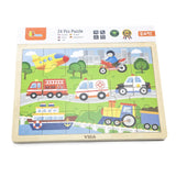 Viga Toys Puzzle 24 Pièces Véhicules en Bois 24M+