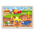 Viga Toys 24-Piece Wooden Construction Vehicles Puzzle - 24M+