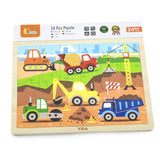 Viga Toys Puzzle 24 Pièces Engins en Bois 24M+