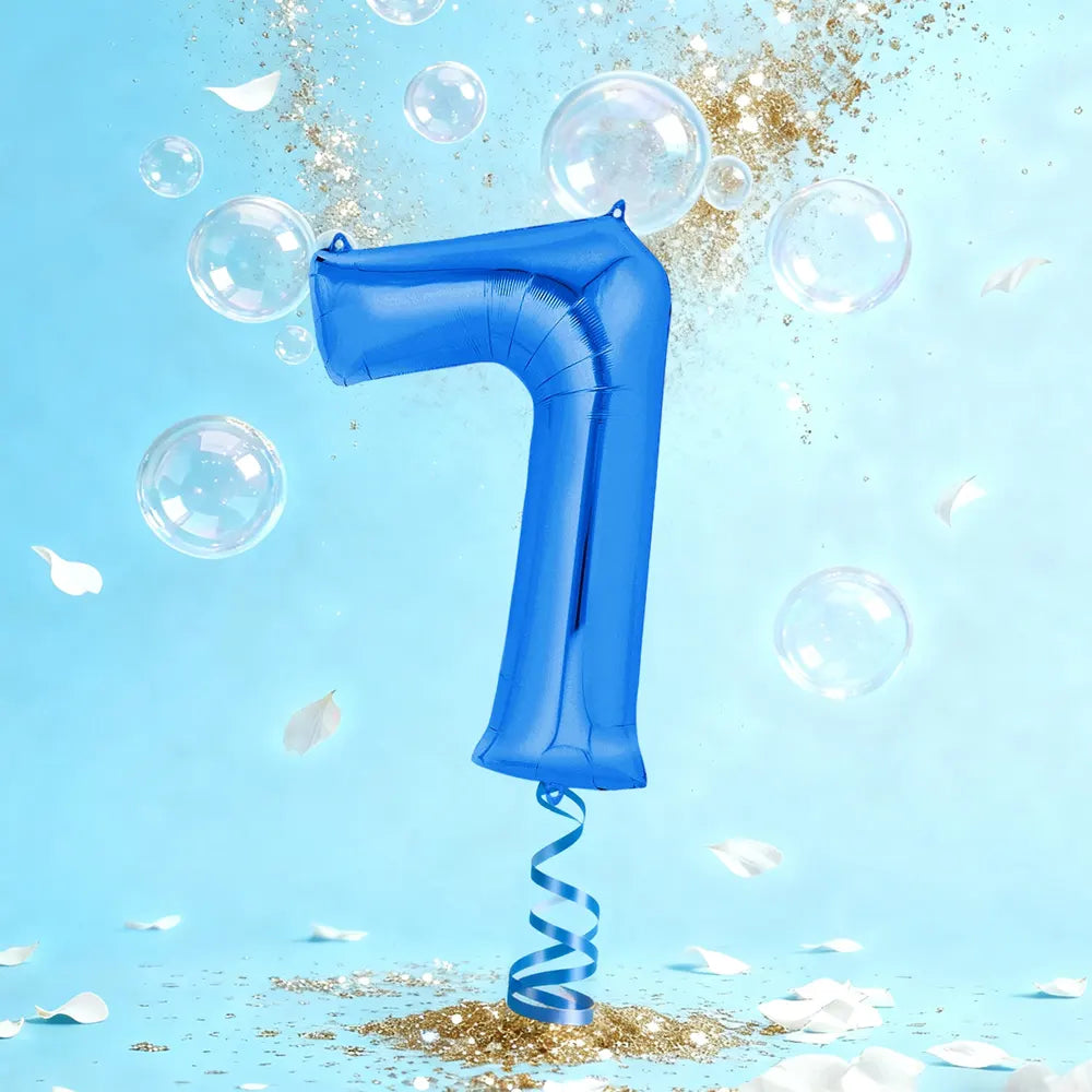 Blue Aluminum Number 7 Balloon – 86cm