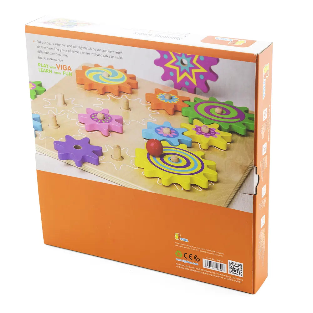 Viga Toys Jeu d'engrenage en bois 18M+