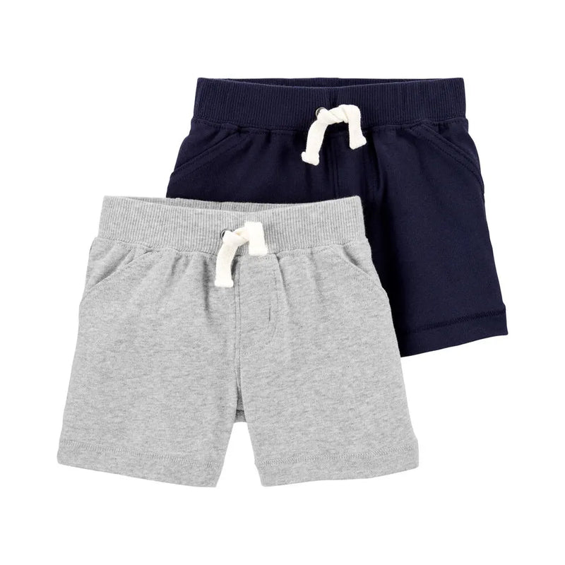 Pack de 2 pantalones cortos sin cordones Carter's - Gris y azul