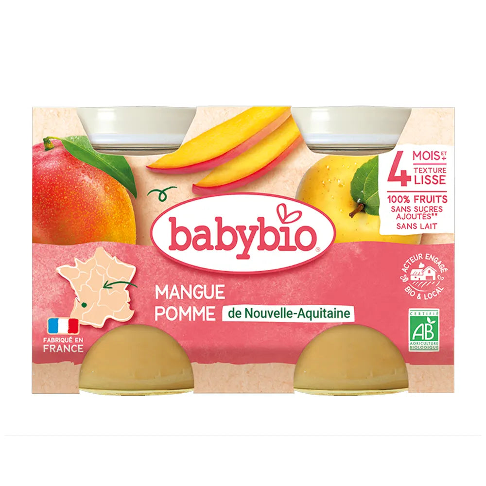 Babybio Petit Pot Mangue Pomme de Nouvelle-Aquitaine 2x130g