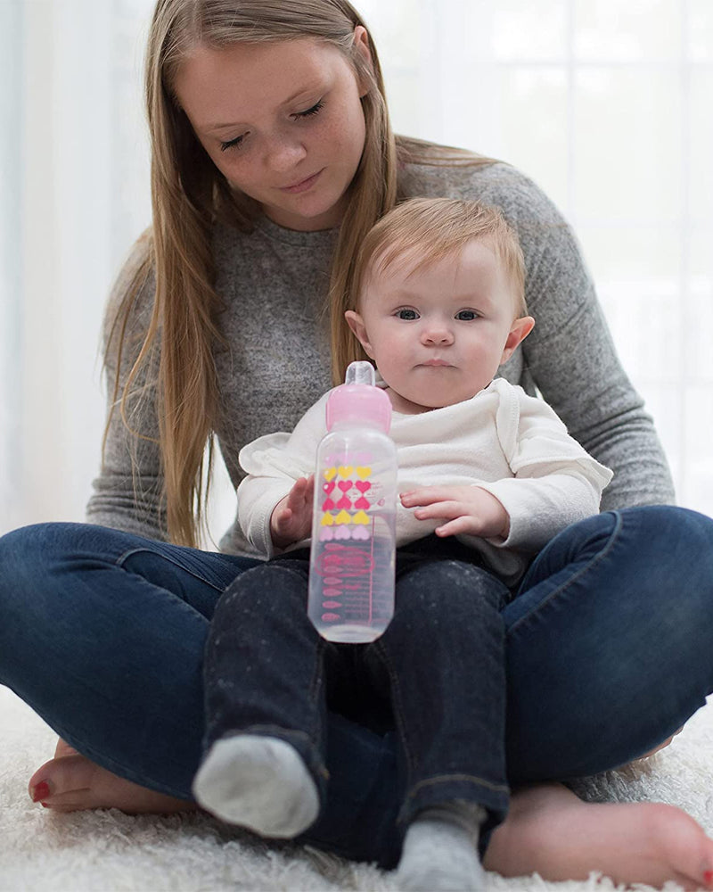 دكتور براونز زجاجة رضاعة 250 مل رقبة ضيقة وردية 6 أشهر فما فوق (سيببي+حلمة ال 3)