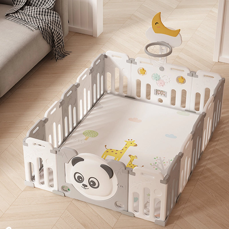 حديقة ألعاب (145 سم × 182 سم) سياج قابل للطي 14+2 مع لوحة كرة سلة + بساط - باندا