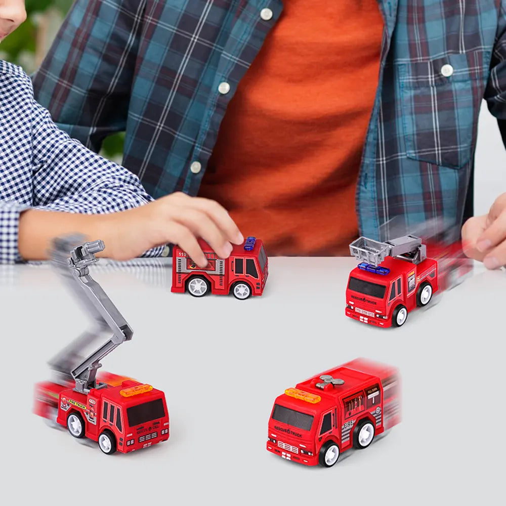 Set of 4 Friction Fire Trucks - 3Y+