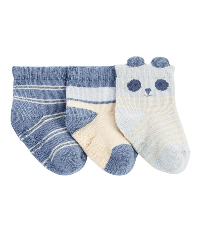 Lot de 3 Chaussons en Panda Bébé Carter's - Bleu & Blanc