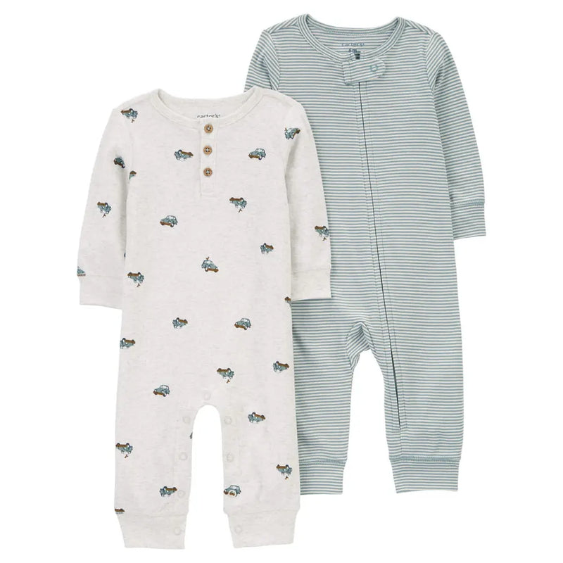Lot de 2 Grenouillères Sans Pieds Carter's - Olive & Gris
