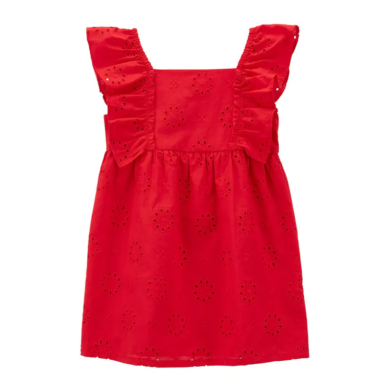 Carter's Cotton Eyelet Ruffle Dress - Red