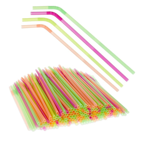 Ensemble de 80 Pailles En Plastique Jetable - Multicolore