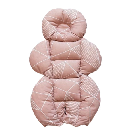 BébéYo Coussin de Poussette - Rose à Lignes Blanc