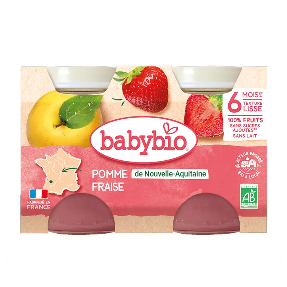 Babybio Petit Pot Pomme de Nouvelle-Aquitaine & Fraise 2x130g