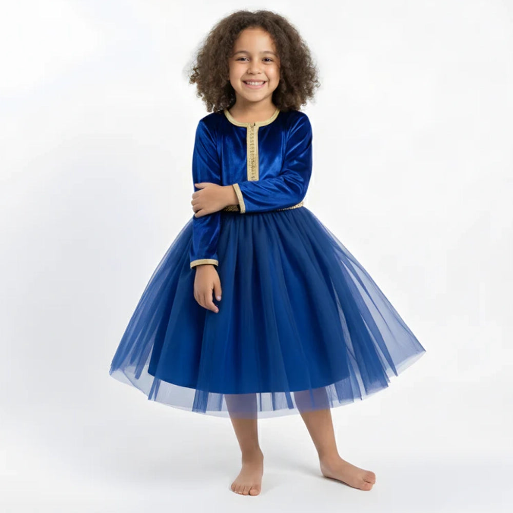 Caftan Bleu Saphir pour Fille