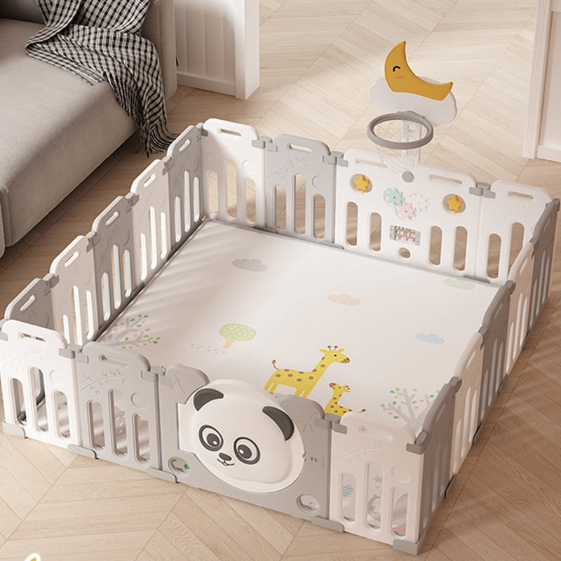 حديقة ألعاب (182×182 سم) سياج قابل للطي 16+2 مع لوحة كرة سلة + بساط - باندا