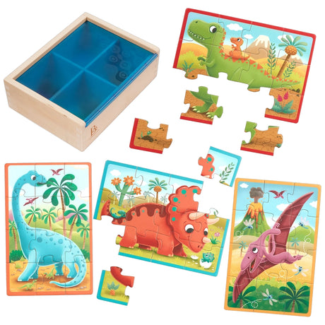 B. Toys Ensemble de Puzzles en Bois Dinosaures 3A+