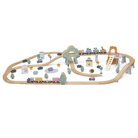 Viga Toys PolarB Circuit de Train en Bois 92 Pièces 3A+