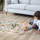 Viga Toys PolarB Circuit de Train en Bois 92 Pièces 3A+