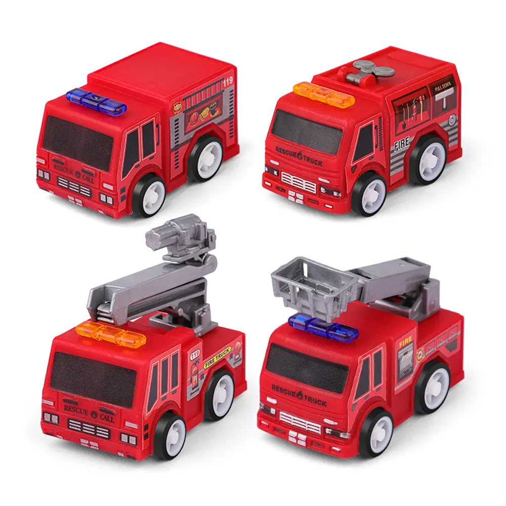 Set of 4 Friction Fire Trucks - 3Y+