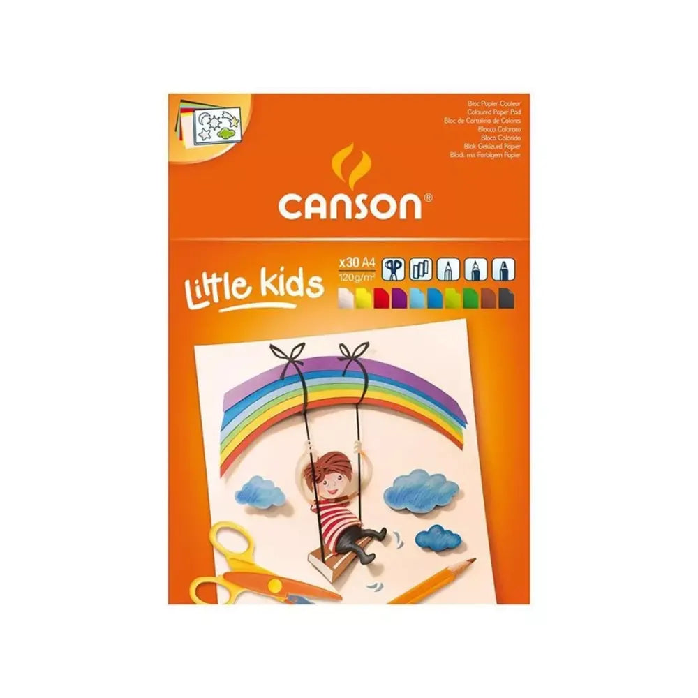 Canson Bloc Enfant 2+ 30 Feuilles Couleurs Assorties A4 - 120 g/m²