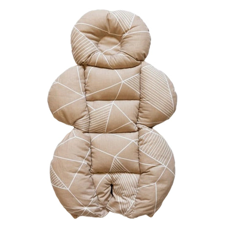 BébéYo Coussin de Poussette - Beige à Lignes Blanc