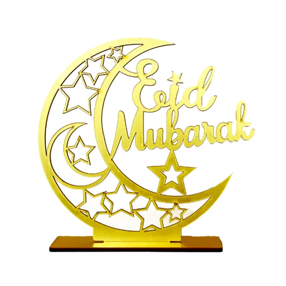 Décoration Lune Dorée Aïd Mubarak – 20x20 cm