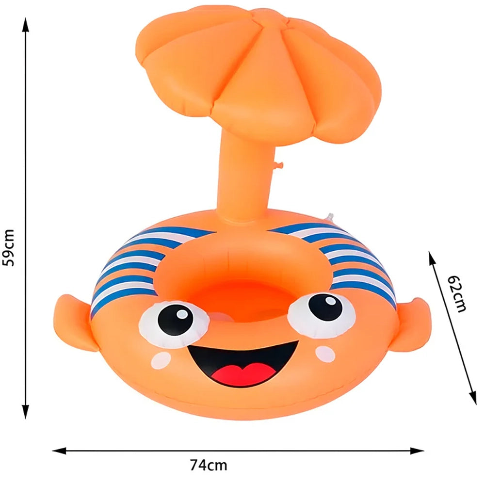 Bouée Siège avec Auvent Anti-Soleil 3D - Orange