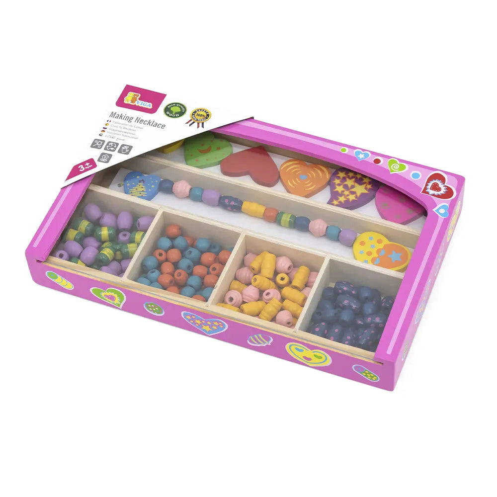 Viga Toys Boîte de Perles en Bois Cœur 3A+