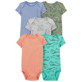 Lot de 5 Bodies à Manches Courtes Carter's - Animals