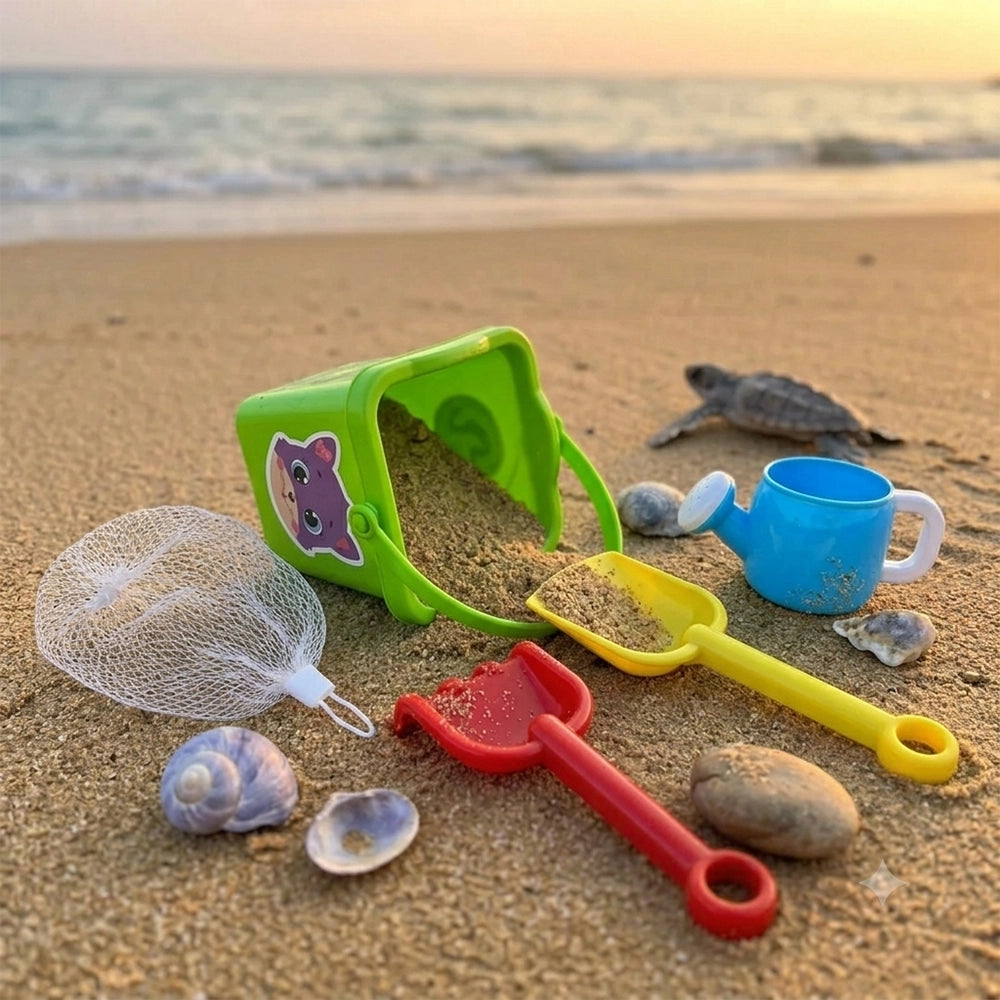 Seau de Plage avec Accessoires Multicolores - Vert