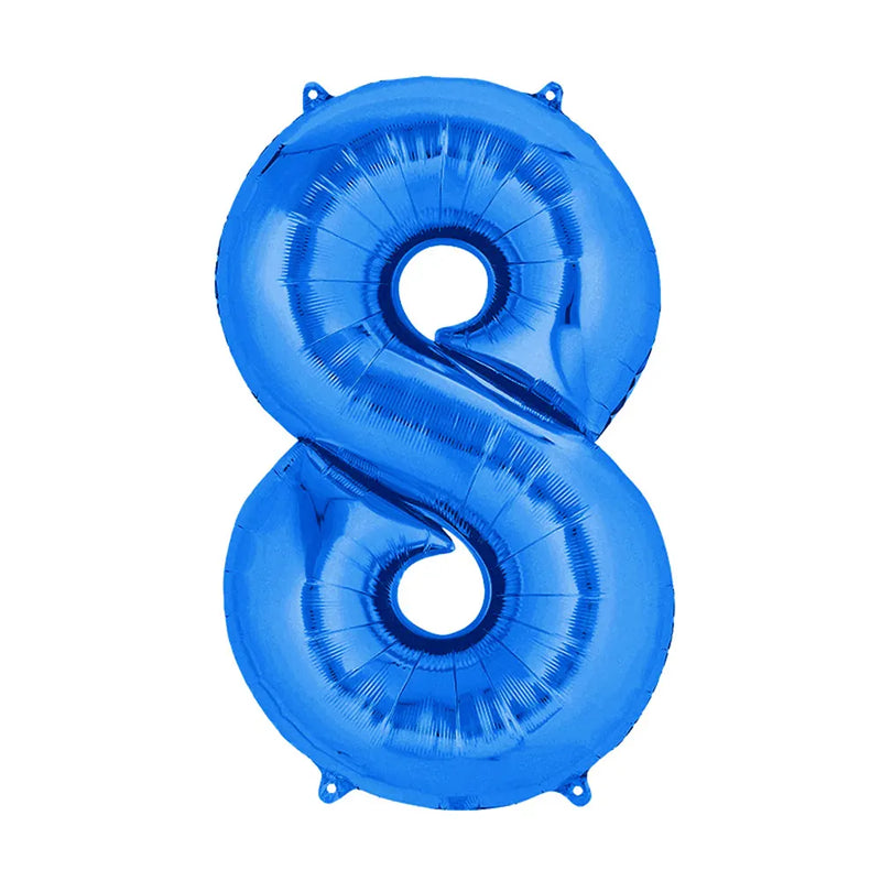 Ballon Chiffre 8 en Aluminium Bleu – 86cm
