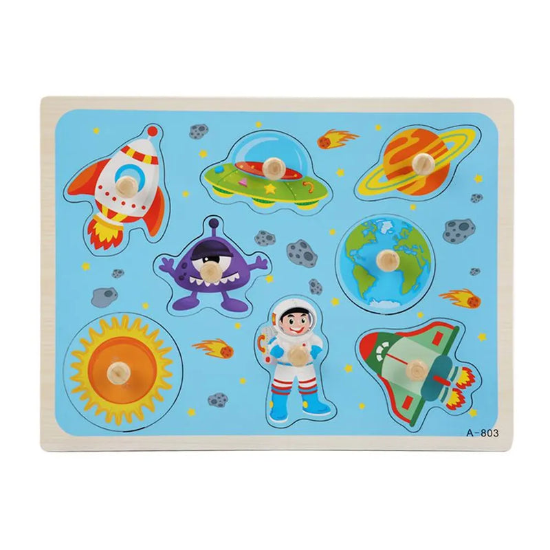 Puzzle en Bois Boutons – Thème Espace