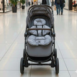 BébéYo Coussin de Poussette - Marine à Lignes Blanc