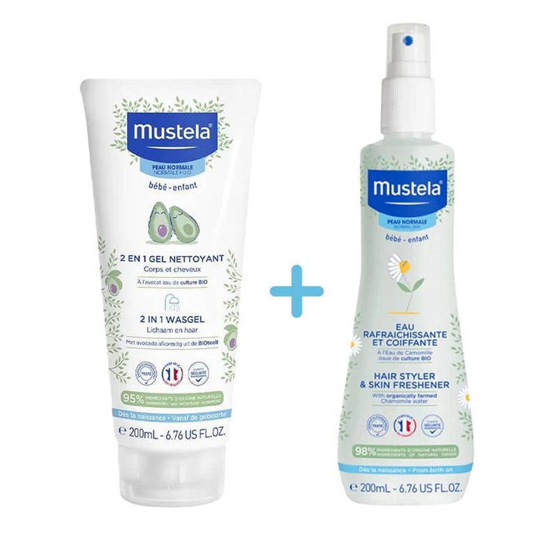 Mustela 2-in-1 Cleansing Gel + Refreshing and Styling Water