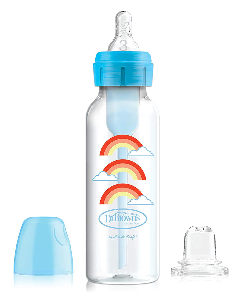 Dr. Brown's Biberon 250ml Cole étroit Bleu 6M+ (sippy+tétine L3)