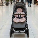BébéYo Coussin de Poussette - Rose à Lignes Blanc