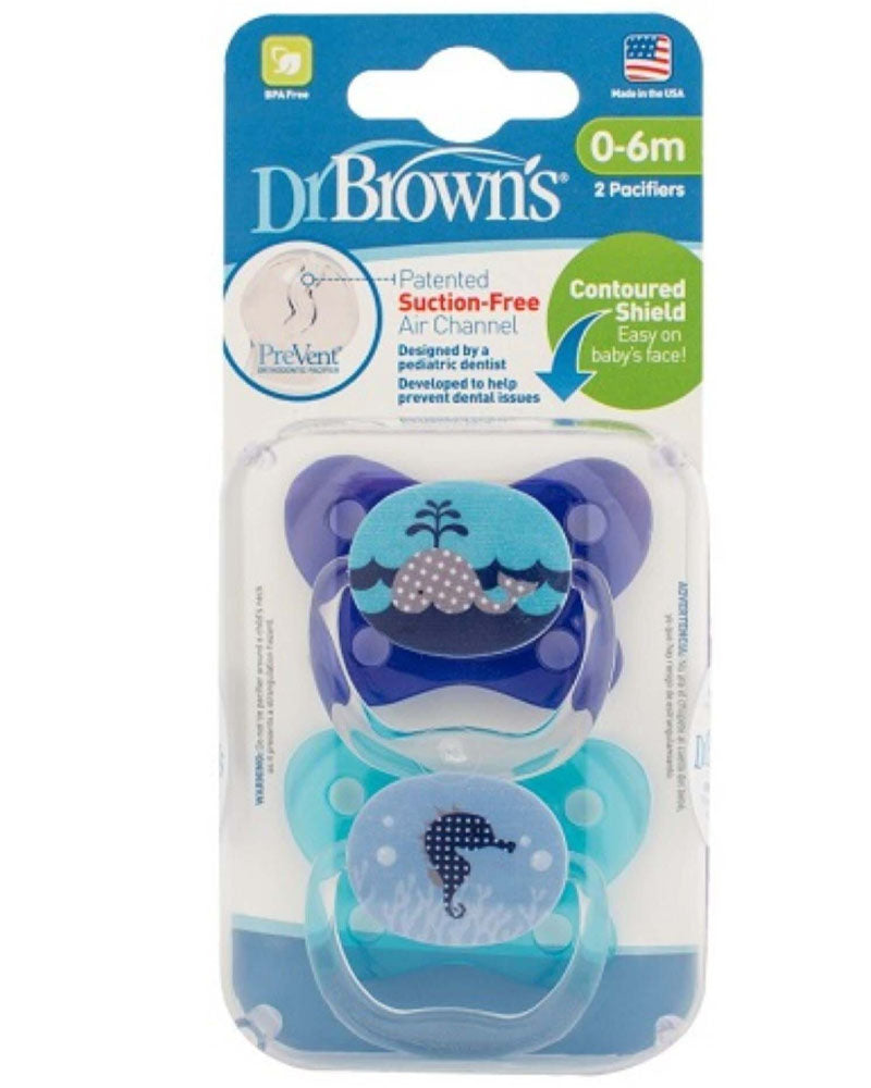 Dr. Brown's Pack de 2 Sucettes BUTTERFLY SHIELD Stage1 0-6M - Blue