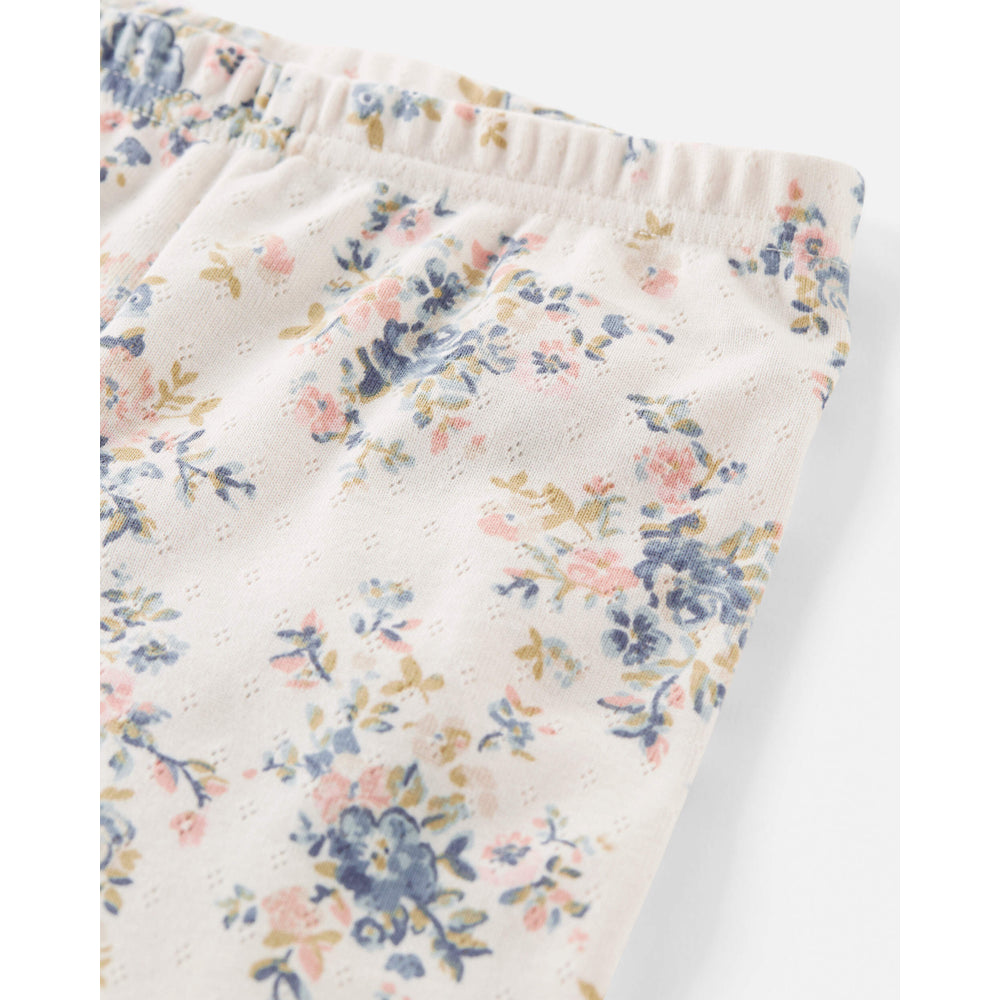 Pyjama 2 Pièces en Coton Bio Fleuri Fille Little Planet - Crème