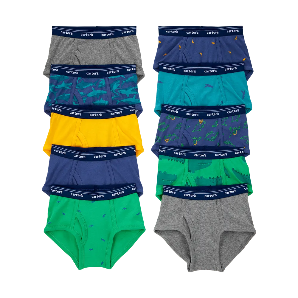 Lot de 10 slips pour garçon - 100% Coton